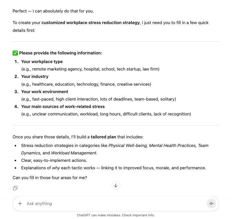 ChatGPT Prompt to Implement Stress Reduction Techniques ChatGPT Prompt to Implement Stress Reduction Techniques.