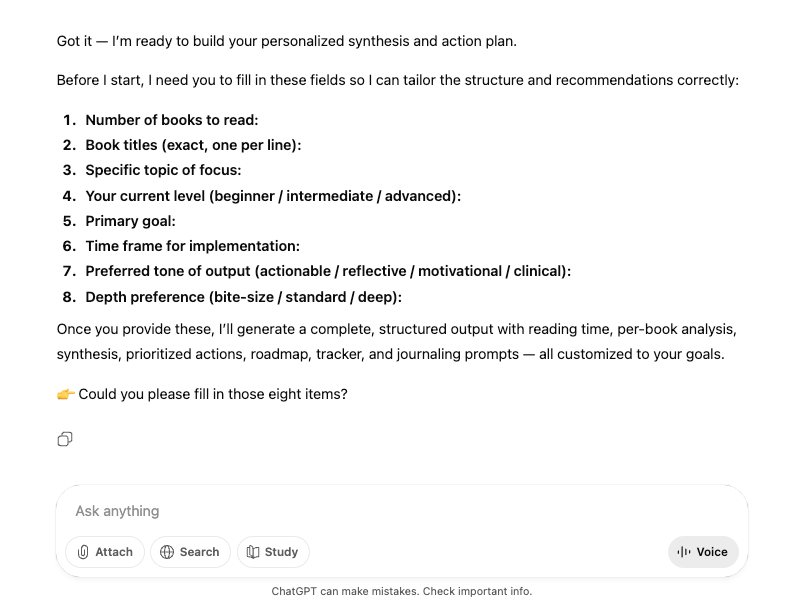 ChatGPT Prompt to Read Self-Improvement Books