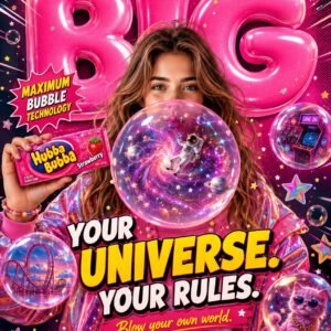 Cosmic Bubblegum Candy Ad AI Prompt