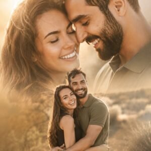 Double Exposure Romantic Couple Portrait AI Prompt