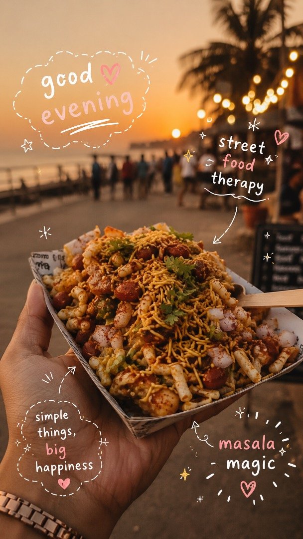 Indian Street Food AI Prompt – Bhel Chaat Instagram Story Aesthetic Indian Street Food AI Prompt – Bhel Chaat Instagram Story Aesthetic