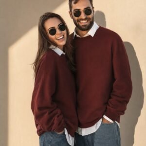 Luxury Burgundy Streetwear Couple AI Image Prompt