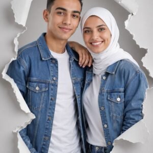 Moroccan Couple 3D Torn Paper Portrait AI Prompt