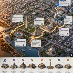 One Day City Route 3D Infographic Prompt