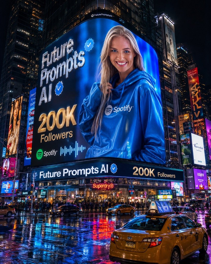 Times Square Giant LED Billboard AI Prompt for Influencers Times Square Giant LED Billboard AI Prompt for Influencers
