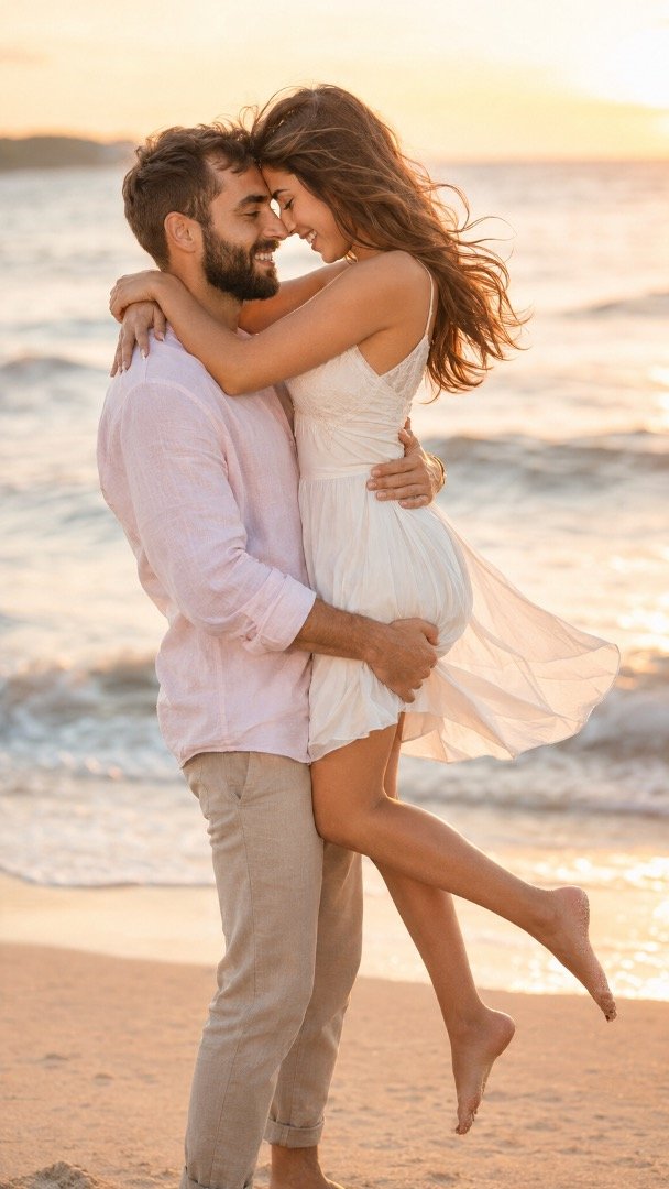 Ultra-Realistic Romantic Beach Couple AI Prompt Ultra-Realistic Romantic Beach Couple AI Prompt
